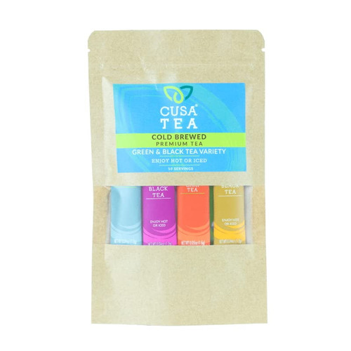 Cusa Tea & Coffee, Green & Black Tea Variety Pack. Premium Instant Tea, Real Fruit And Spices, Organic Leaves, No Added Sugar. Drink Mix Packets Ready In Seconds, Makes Hot Or Iced Tea (10 Servings)