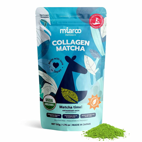 Miaroo Organic Ceremonial Grade Matcha Green Tea Powder (50g Pouch) | Certified Organic Authentic Japanese Matcha | Antioxidant Superfood, Natural Energy & Amino Acid Source (collagen Matcha)