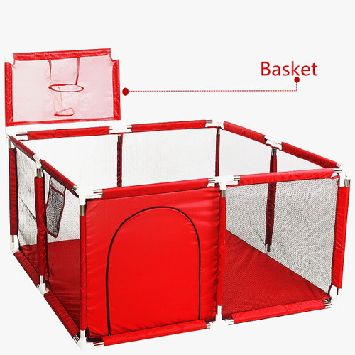 Portable Playard Play Pen For Infants And Babies - Baby Playpen Children Toddler Kids Outdoor Play Pen Ball Pool With Basket