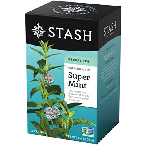 Stash Tea Super Mint Herbal Tea - Naturally Caffeine Free, Non-gmo Project Verified Premium Tea With No Artificial Ingredients, 18 Count (pack Of 6) - 108 Bags Total