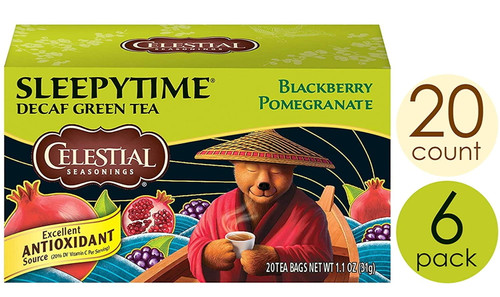 Celestial Seasonings Green Tea, Sleepytime Decaf Blackberry Pomegranate, 20 Count (pack Of 6)