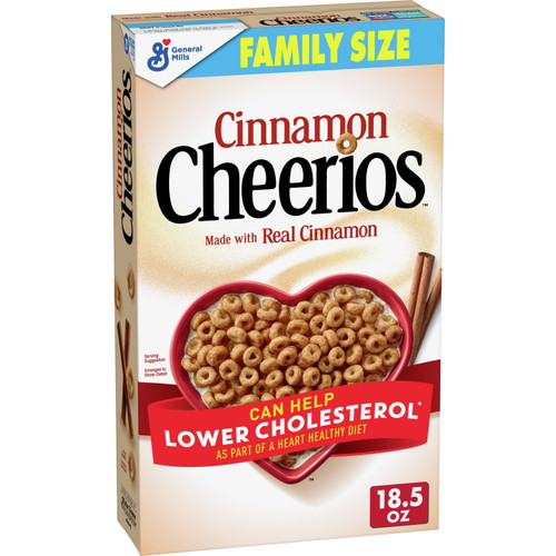 Cinnamon Cheerios, Heart Healthy Cereal, 18.5 Oz Family Size Box