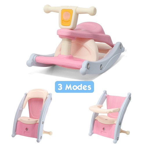 3-in-1 Baby Rocking Horse, 3 Modes Indoor Outdoor Playground Toy, Age 3-5