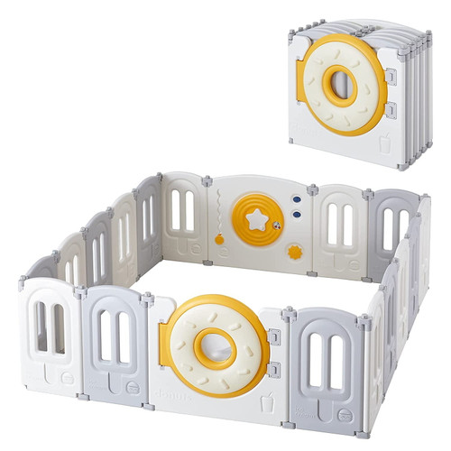 Okvac 18 Panels Foldable Baby Playpen Toddler Activity Center Safety Play Yard Fenc