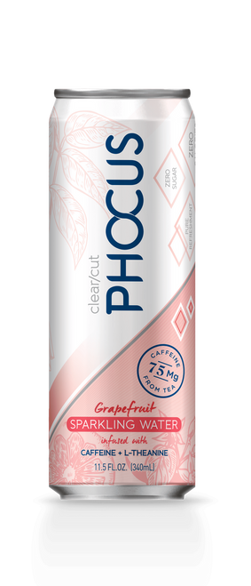 Phocus Caffeinated Sparkling Water, Grapefruit, 11.5 Fl Oz, 12-pack