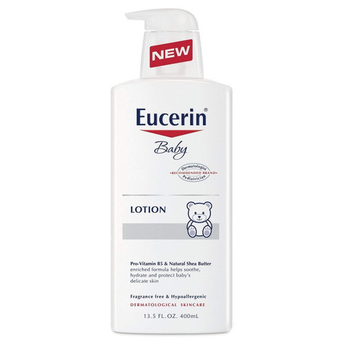 Eucerin Baby Skin Care Body Pump Bottle Lotion, Unscented, 13.5 Oz, 2-pack