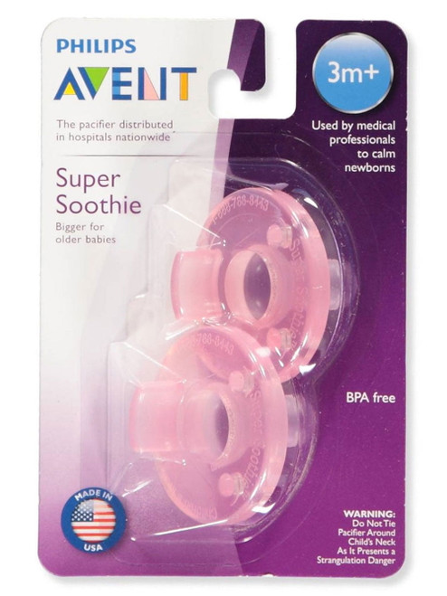 Avent 2-pack Super Soothie Pacifiers - Pink, One Size