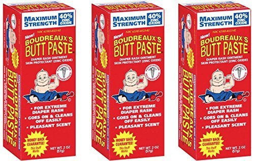 Boudreaux's Butt Paste Maximum Strength Diaper Rash Ointment, 2 Oz Tube, 3-pack