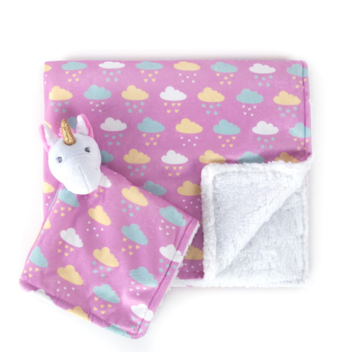 Tadpoles Stroller Blanket & Lovie Set Unicorn Pink
