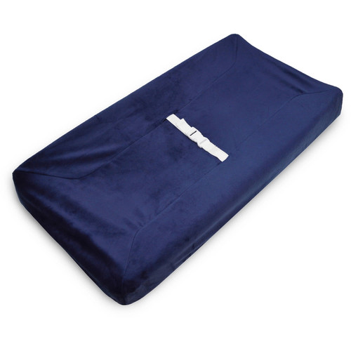 Tl Care Heavenly Soft Chenille Fitted Contoured Changing Pad Cover, Navy, For Boys