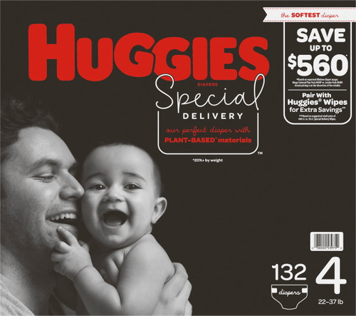 Huggies Special Delivery Hypoallergenic Baby Diapers Size: 4 -132 Ct. (22 -37 Lb.)