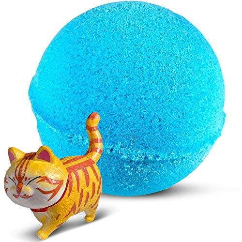 1 Bath Bomb For Kids With Surprise Toy Inside"big Cat" - Natural And Safe For Sensitive Skin Ingredients With Olive And Coconut Oils And Cotton Candy Fragrance - Gift For Boys Or Girls - Made In