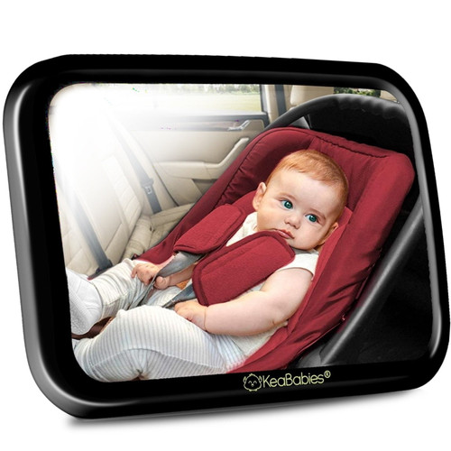 Keababies Large Shatterproof Baby Car Mirror, Crash-tested, Rear Facing (sleek Black)
