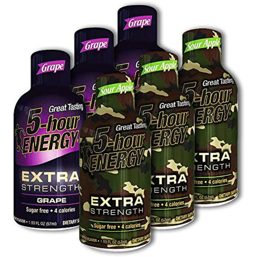 5 Hour Energy, 3 Extra Strength Grape + 3 Extra Strength Sour Apple, 6 Count