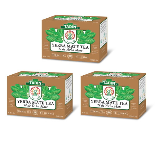 Tadin Yerba Mate Herbal Tea. Mental Focus. Contains Caffeine. 24 Bags. 1.02 Oz. Pack Of 3