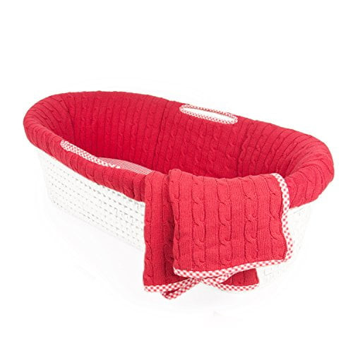 Tadpoles Cable Knit Moses Basket, Bedding Only Set, Red
