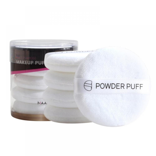 Soft Makeup Powder Puffs Reusable Round Cotton Sponge Powder Puff Pad With Satin Ribbon For Body,compacts, Loose Powder, Face Powder, Whote (5 Pack,white)