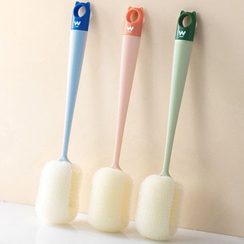 Cheers Us Sponge Cleaning Brush - Plastic Long Handle Cup Feeding Bottle Scrubber Cleaning Brushes With Soft Foam Sponge For Coffee Glasses Pot Milk Cup Winebottle Baby Bottles