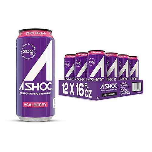 A Shoc Acai Berry Smart Energy Drink, 16 Fl Oz Can (pack Of 12)