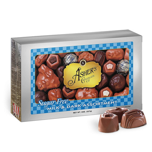 Asher's Chocolates, Sugar Free Chocolate Candy, Milk And Dark Chocolate Assortment, Small Batches Of Kosher Chocolate, Family Owned Since 1892, Assorted Keto Chocolates (8 Oz.)