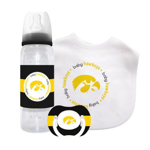 Iowa Ncaa Hawkeyes Infant Gift Set - Includes Baby Bottle + Bib + Pacifier