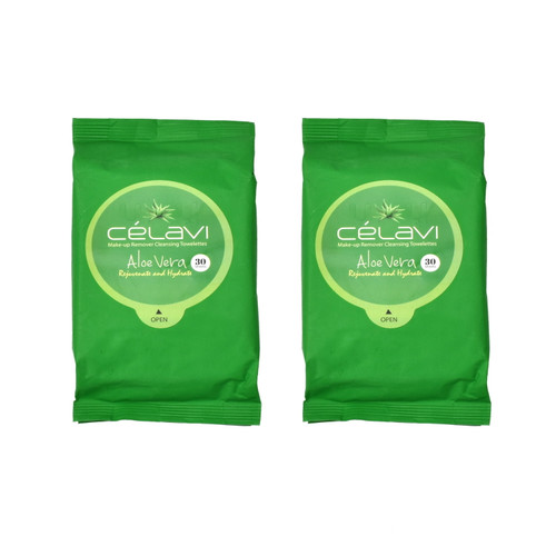 Celavi Makeup Remover Cleansing Wipes Removing Towelettes 2 Packs - 60 Sheets (aloe Vera)