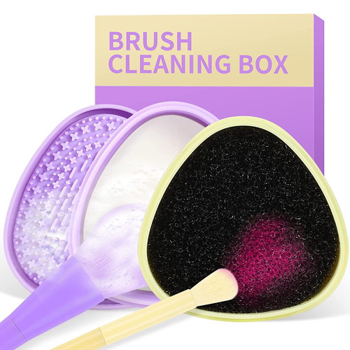 Docolor Makeup Brushes Cleaner Set, Solid Soap Cleanser Makeup Brush Shampoo With Color Removal Sponge Easy To Clean Blenders Brushes Shampoo Removes Shadow Color