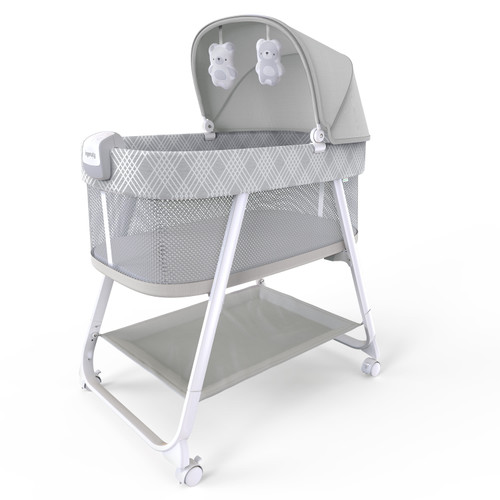 Ingenuity Lullanight Soothing Bassinet For Baby With Locking Wheels & Night Light, Newborn To 5 Months - Gem
