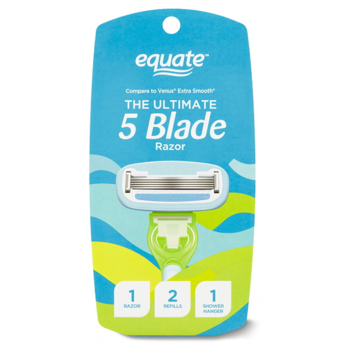 Equate Women's 5 Blade Razor Handle And 2 Razor Cartridges