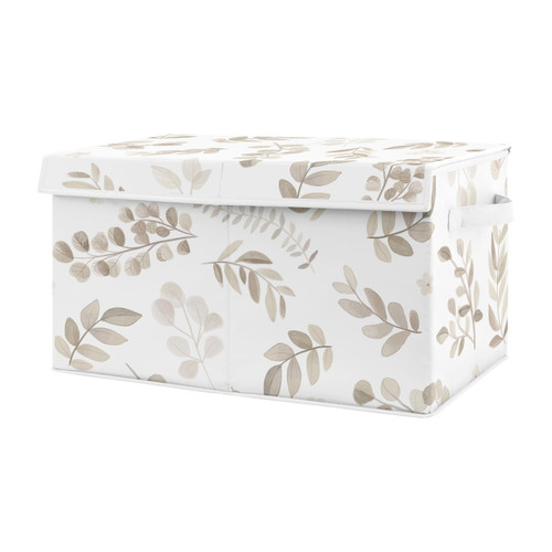 Botanical Taupe Floral Leaf Storage Fabric Toy Box By Sweet Jojo Designs