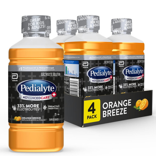 Pedialyte Advancedcare Plus Orange Breeze Liquid, 12 Fl Oz Bottle (count 4)