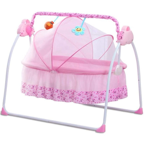 Miumaeov Electric Swing Cradle Automatic Electric Baby Rocker Electric Baby Bassinet Cradle With Music Function (pink)