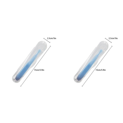 2pcs Baby Feeding Spoon Infant Non- For Slip Training Silicone Soft Spoon Newborn Feeding Tableware, Blue