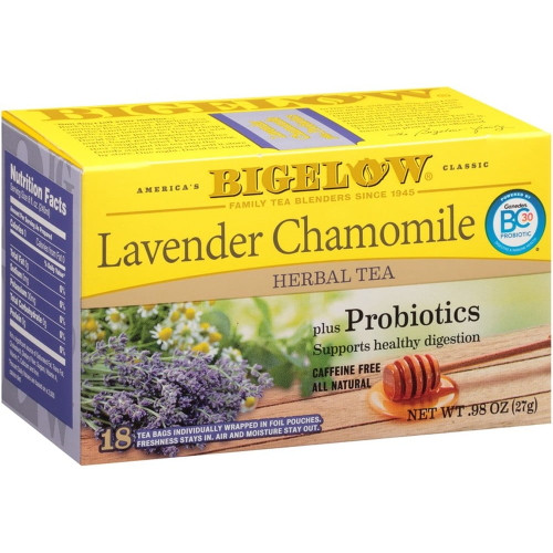 Bigelow Tea Lavender Chamomile Herbal Tea Plus Probiotics -- 18 Tea Bags