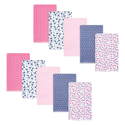Hudson Baby Infant Girl Cotton Flannel Burp Cloths, Tiny Berry, One Size