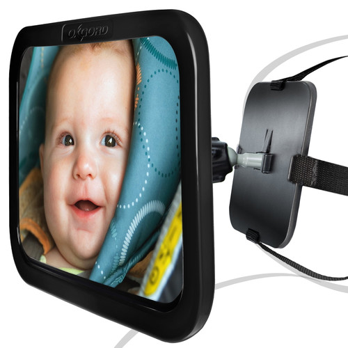 Oxgord Baby Mirror For Car Seat, Shatterproof And Adjustable, Black