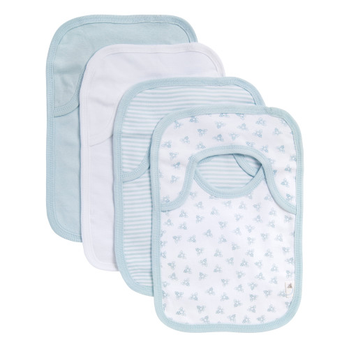 Burt's Bees Baby Bibs, Organic Cotton, Sky Blue, 4 Pack