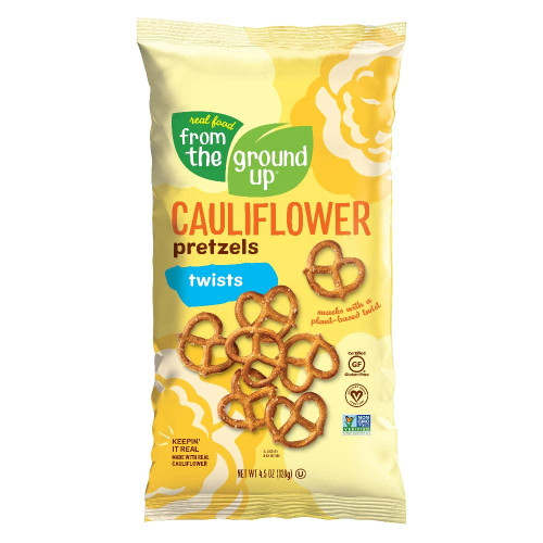 Real Food From The Ground Up Vegan Cauliflower Pretzels Twists, Gluten Free, 4.5 Oz. Bags (pack Of 6)