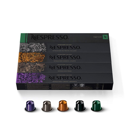 Nespresso Capsules Originalline, Ispirazione Variety Pack, Medium & Dark Roast Espresso Coffee, 50 Count Espresso Coffee Pods, Brews 1.35oz