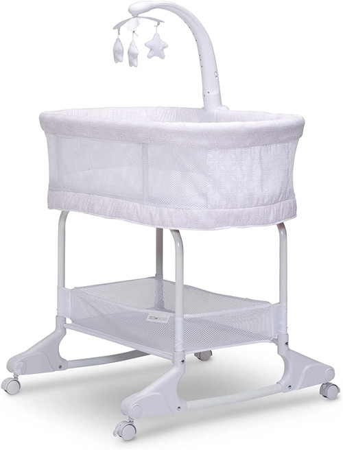 Delta Children Sleepcool Rocking Bassinet With Airflow Mesh, Pink Fresco