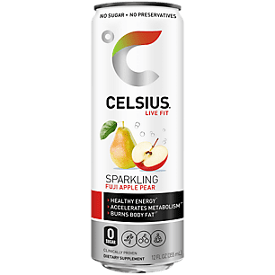 Celsius Essential Energy Drink 12 Fl Oz, Sparkling Fuji Apple Pear (pack Of 4)