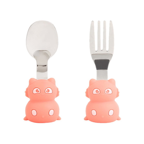 Hemoton 1 Set Baby Eating Training Tableware Short Handle Spoon Fork Baby Spoon Fork