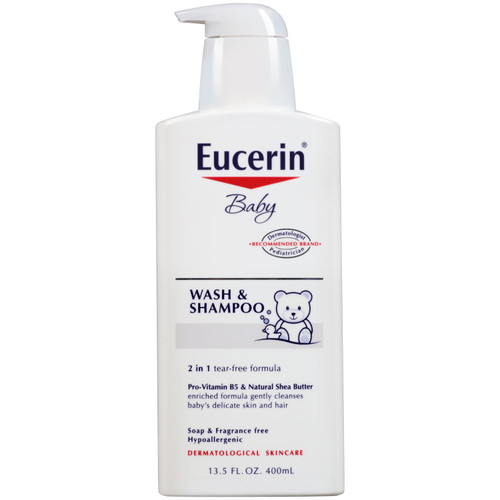 Eucerin Baby Unscented Baby Shampoo And Body Wash, Tear Free Baby Shampoo And Wash, 13.5 Fl Oz Pump Bottle