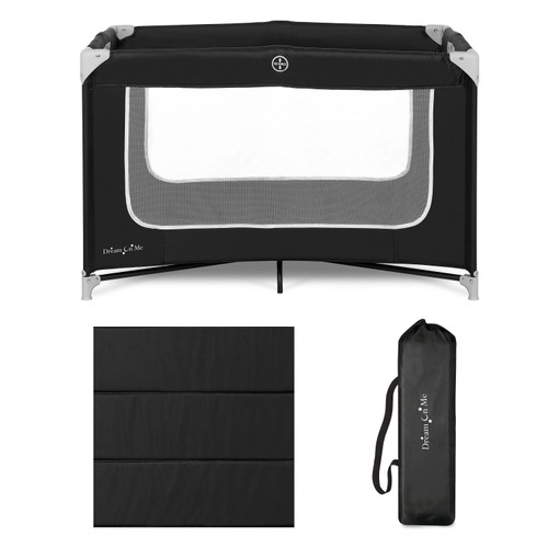 Dream On Me Zodiak Portable Playard With Carry Bag & Shoulder Strap, Black