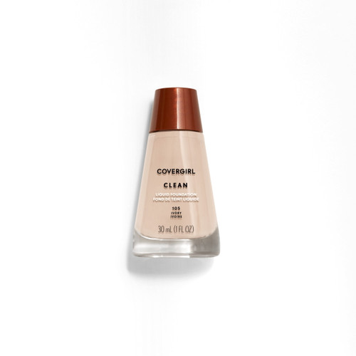 Covergirl Clean Liquid Foundation, 105 Ivory, 1 Fl Oz, Liquid Foundation, Moisturizing Foundation, Lightweight Foundation, Cruelty-free Foundation, Unscented Foundation