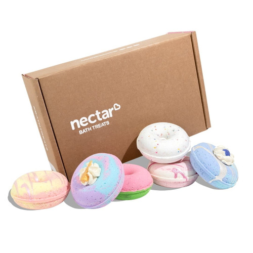 Bath Bombs, 6 Bath Bombs Donuts Gift Set, Perfect For Bubble & Spa Bath, Rich In Almond Oil, Epsom Salt & Kaolin Clay, Fizzy Spa To Moisturize Dry Skin