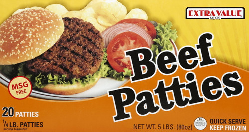 Extra Value Beef Patties, 20 Ct, 5 Lb (frozen)