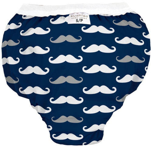 Kushies Baby Waterproof Training Pant, Navy, 38-44 Pounds, Mustache, X-large