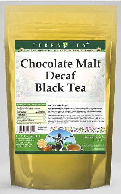 Terravita Chocolate Malt Decaf Black Tea, (chocolate Malt Decaf, Black Tea Bags, 25 Tea Bags, 1-pack, Zin: 545316)