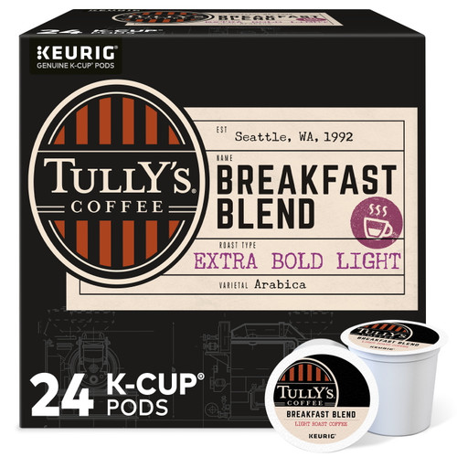 Tully's Coffee Breakfast Blend K-cup Pods, Light Roast, 24 Count For Keurig Brewers